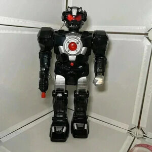 Large 14 in. Cyber Robot Action Figure, Lights Up Talks And Walks